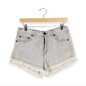 Free People Lacey Lace Trim Denim Shorts Size 28
